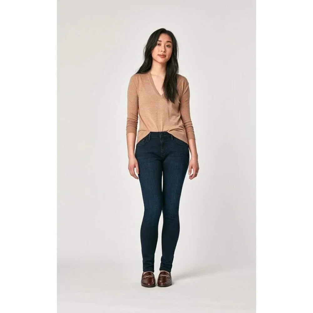 Women's Mid-Rise Skinny Jeans Cotton Elastane Versatile Casual Wear